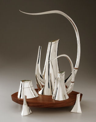 Hand formed Sterling tea service