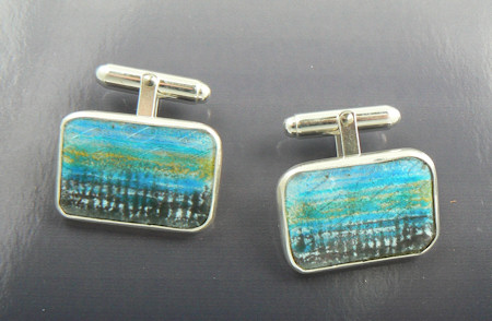 Sterling & enamel cuff links