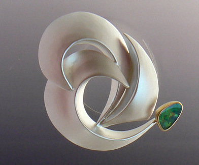 Sterling silver pin/ pendant with opal