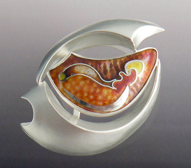 Pin/ pendant with enamel and sterling silver