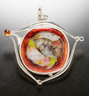 Cloisonne enamel and silver pin/ pendant