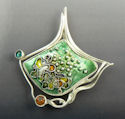Colorful enamel and silver pin/ pendant