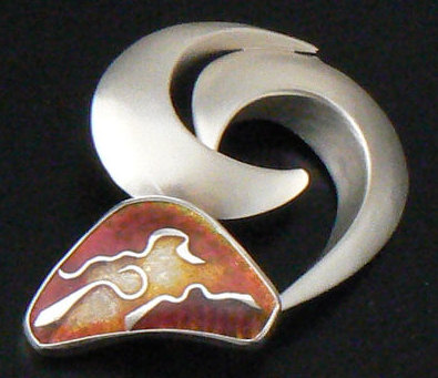 Sterling silver pin with enamel