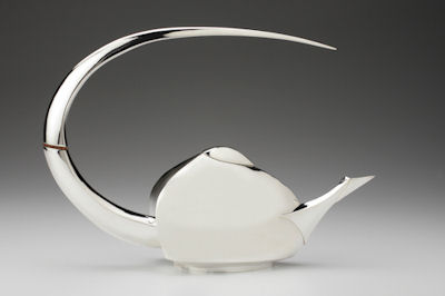 silver teapot