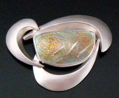 Silver and enamel pin/ pendant