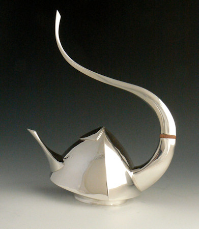 Hand formed Sterling silver teapot