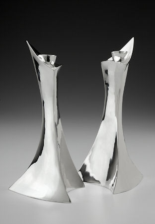 Pair candle holders Sterling silver