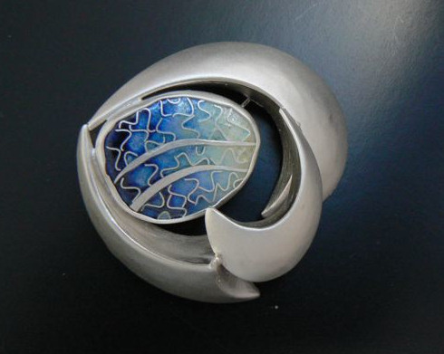 Sterling silver and enamel pin