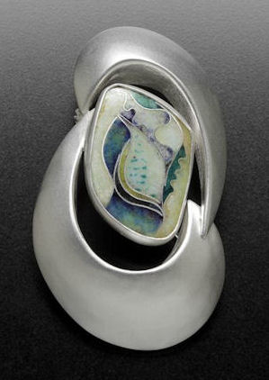Sterling pin with enamel