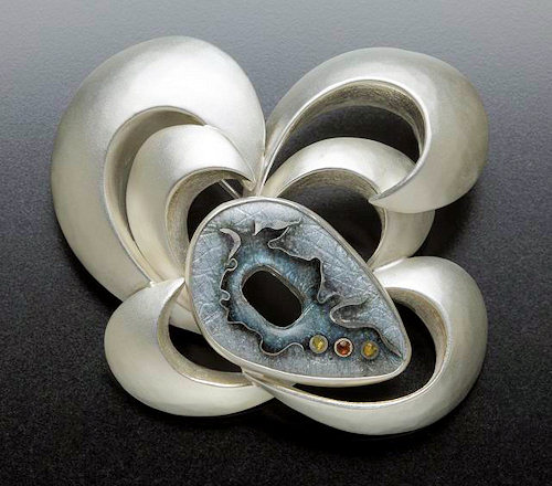 Sterling Silver and enamel pin