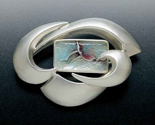 Sterling silver and enamel pin