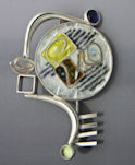 Sterling silver and semi-precious stone pendant/ pin
