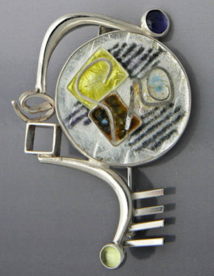 sterling silver and enamel pin